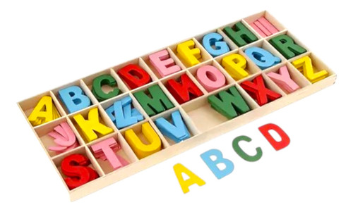 Abecedario De Madera 156 Letras Color Aprendizaje Didáctico