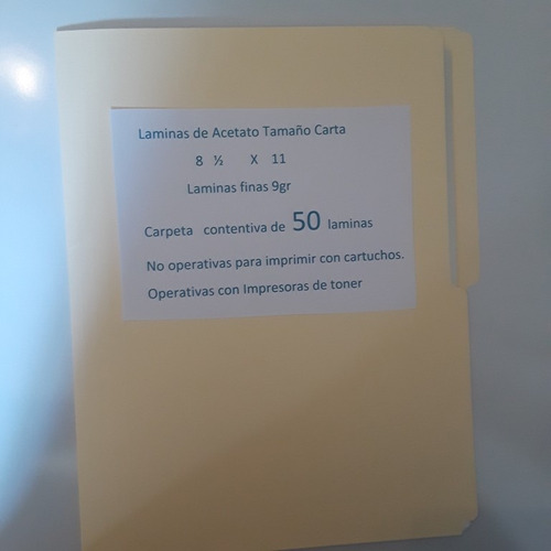 Laminas De Acetato  X 50 Para Impresora Laser