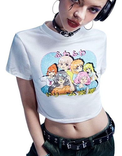 Crop Top Anime Cartoon Kawaii Y2k Aesthetic Importado Shein