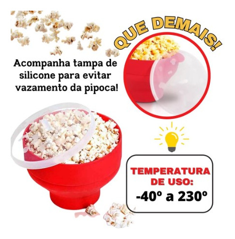 Pipoqueira Silicone Para Microondas Balde De Pipoca - Mori