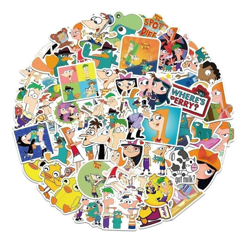 Phineas Y Fer - Set De 50 Stickers / Calcomanias / Pegatinas