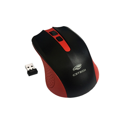 Mouse Óptico Sem Fio C3 Tech M-w20rd Preto/vermelho