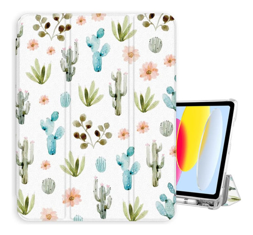 Funda Con Tapa Magnetica Soporte Para iPad 10.a Gen Cactus
