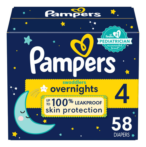 Pampers Swaddlers Overnights Pañales Talla 4 X 58 Unidades