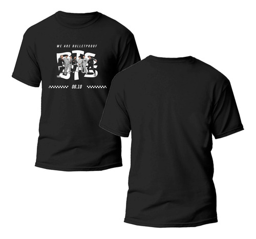 Playera Negra Estampado Bts 100% Algodón 04