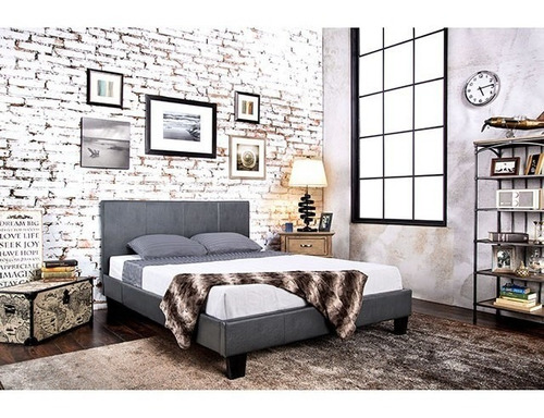 Cama King Parque Winn, Cama Moderna De Cuero Gris