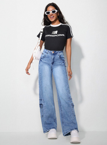 Jeans Sueltos Cargo Para Mujer Pantalones Rectos Tiro Alto