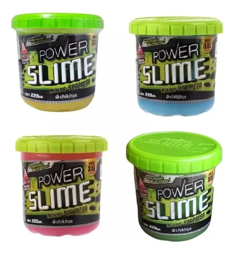 Pote Slime Power Xxl Sorpresa  Aroma Frutal X 4 Unidades