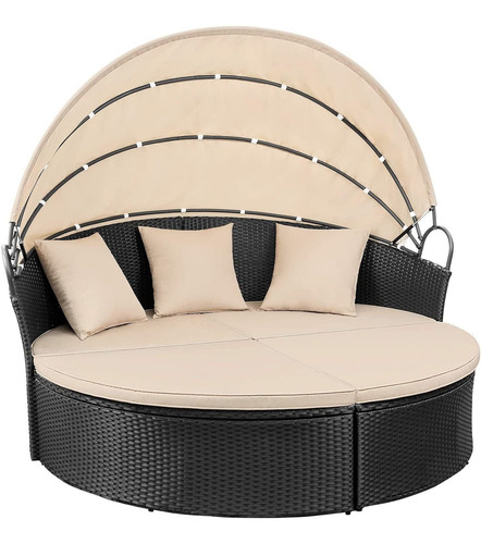 Devoko Muebles De Patio Al Aire Libre Redondo Daybed Con Dos