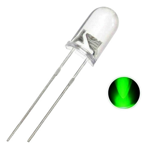 10 Led 5mm Alto Brillo Verde