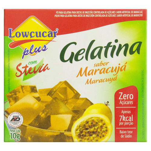 Gelatina Pó com Stevia Maracujá Zero Açúcar Lowçucar Plus Caixa 10g
