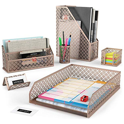Juego De Accesorios Organizador De Escritorio Oro Rosa,...