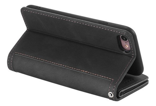Capa De Couro Preta Com Zíper Para iPhone 16e, À Prova De Ch