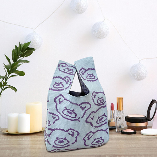 Bolso De Mano De Punto Bolsos De Compras Moda Ligero Azul
