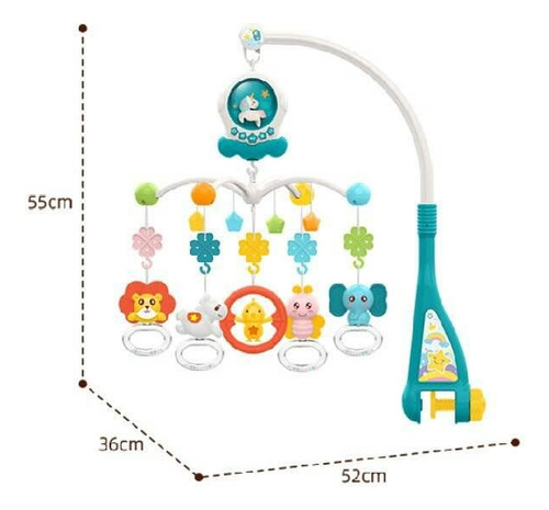 Movil Musical Cuna De Bebe Rosado Y Verde