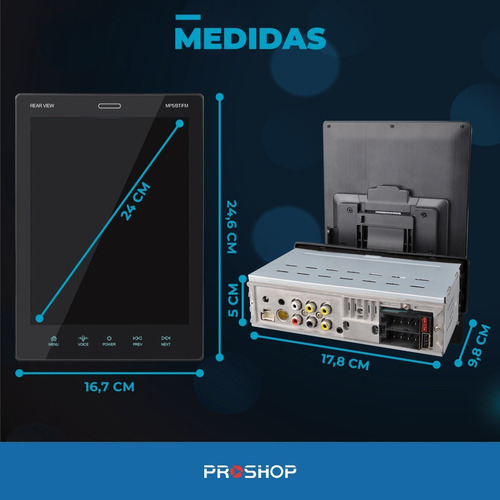 Imagen 9 de 10 de Combo Estereo Stereo Pantalla Tactil Din Parlantes 16 Cm