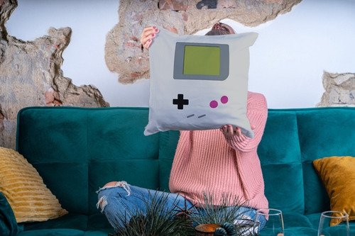 Cojin Decorativo Game Boy Diseño Clasico Retro Gris Gamer