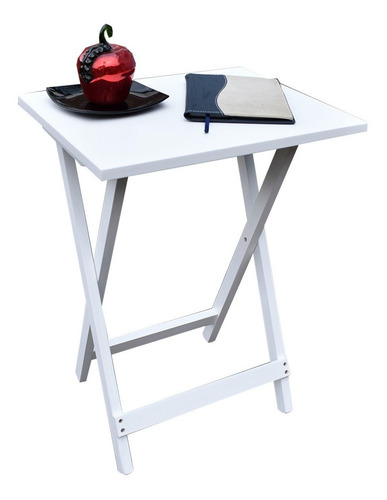 Mesa Plegable De Servicio Minimalista Hogare Color Rectangular Blanco