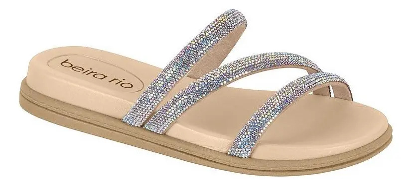Sandália Feminina Beira Rio Tiras Strass Sandália 8488.108