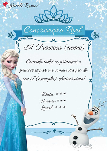 Convite Infantil Da Frozen