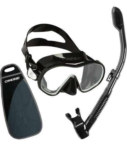 Combo Cressi F- Dual & Supernova Dry Snorkeling Y Buceo Color Negro/Blanco