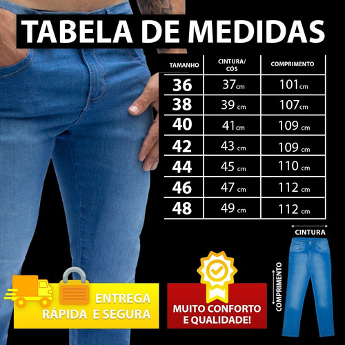 Imagem 8 de 8 de Kit 3 Calça Jeans Masculina Slim Original Elastano Lycra