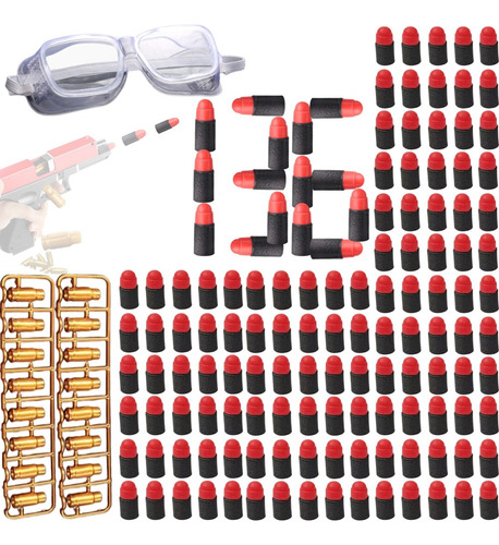 136 Dardos Bala De Repuesto Para Pistola Juguete Glock+gafas