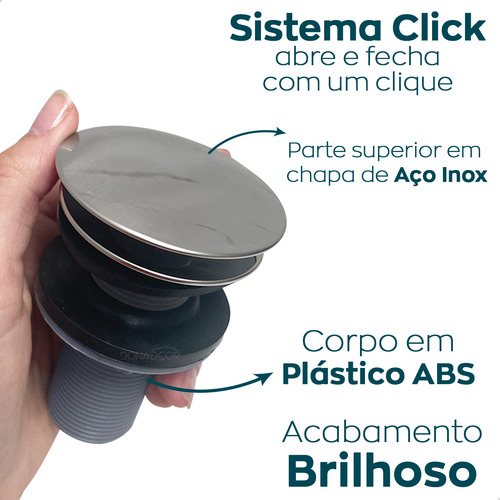 Sifao Flexível Cromado E Valvula Abs 7/8 Ralo Pia Banheiro