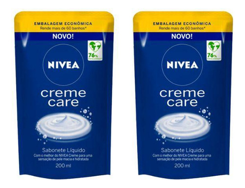 Sabonete Liquido Nivea Refil 200ml Cr Care - Kit C/2un