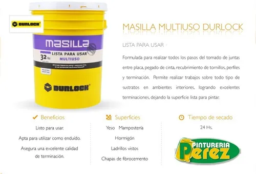 Masilla Durlock 7 Kg. - Multiuso - Lista Para Usar - Enduido