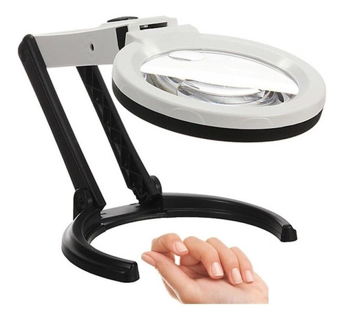 Lupa Ideal Manicura Pedicura C/ Luz 10 Led Portatil Plegable