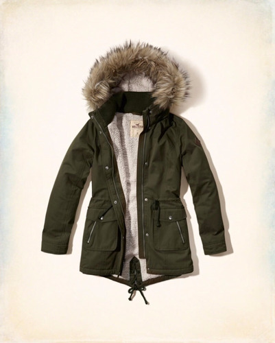 Chamarra Hollister Con Sherpa Verde Militar  100% Original