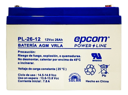 Bateria Recargable Agm Solar 12v 26ah Sellada  Epcom Vrla