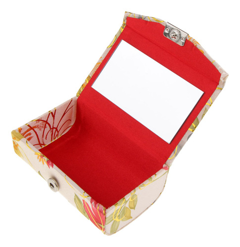 Caja De Lápiz Labial Floral Brocado Con Estuche Con Espejo