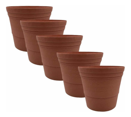 5 Macetas Jumbo Redonda Extra Grande 37 Lts Color Barro Artesanal