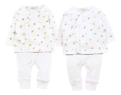 Ajuar Beba Pachi Bebes, Batita Cruzada + Pantalón Con Volado Amarillo 1-2 M
