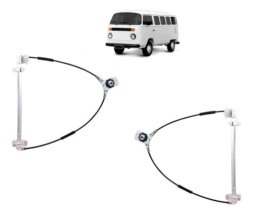 Par De  Maquina Vidro Porta Mecânica Kombi 1976-2007