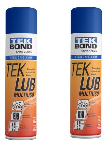 Kit 2 Óleo Desengripante Teklub Multiuso Spray 300ml Tekbond