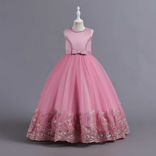 Vestido Largo De Princesa Bordado Para Niña, Hilo De Poni Bo