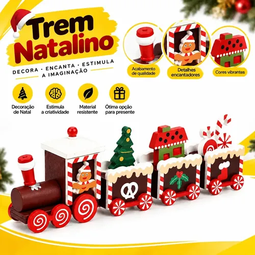 Trem Enfeite Decoração Mesa Arvore De Natal Trenzinho  Festa Aleatoria Liso