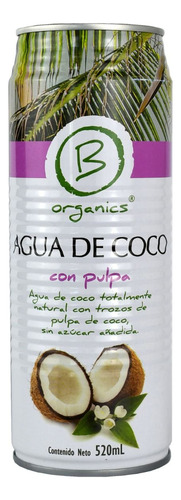 24-pack Agua De Coco Con Pula B Organics 520ml Andina Grains