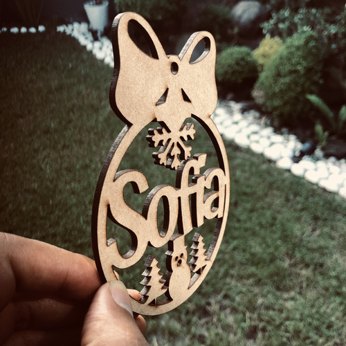 Esferas Personalizadas Mdf Navidad Redondas Con Moño 8 Pzas