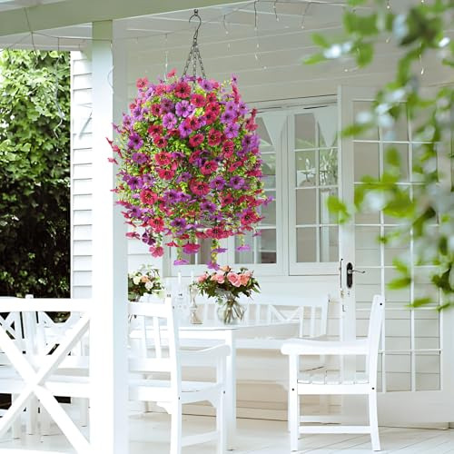Flores Artificiales Colgantes Inqcmy Con Cesta Para Decoraci
