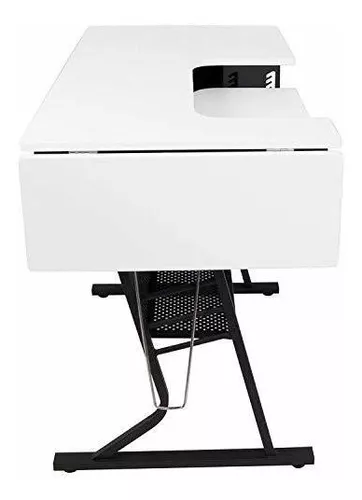  Sew Ready Eclipse - Mesa para pasatiempos y máquina de coser,  mesa de coser blanca con cajones de almacenamiento grises + estante  inferior grande, también se puede utilizar como escritorio de 
