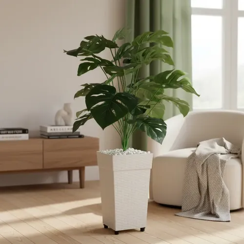 Planta Artificial Grande Costela De Adão Com Vaso  Decorativo