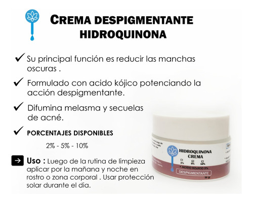 Crema Despigmentante Hidroquinona 2% + Kojico 3% Aclarante