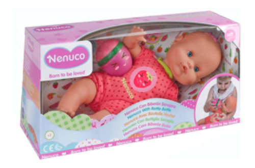 Imagen 2 de 2 de Nenuco Bebé con biberón sonajero rosa Famosa 700014920