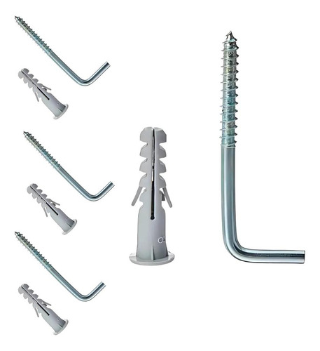 Kit 4 Parafuso Escapula Em L Com Bucha 8mm Aço Parede Rede
