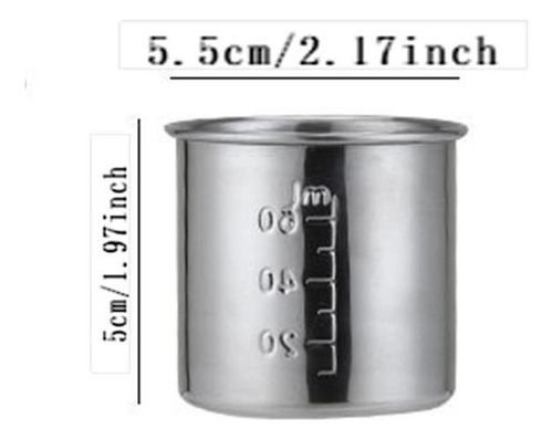 Vaso Graduado For Medicinas, Vaso De Acero Inoxidable 60 Ml