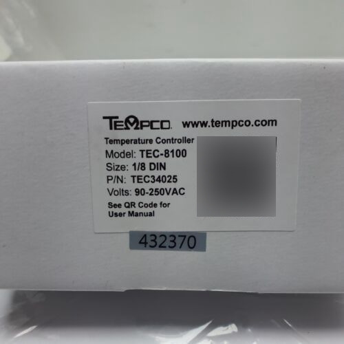 Tempco Tec34025 Temp Controller, Programmable, 90-250v, Zzk